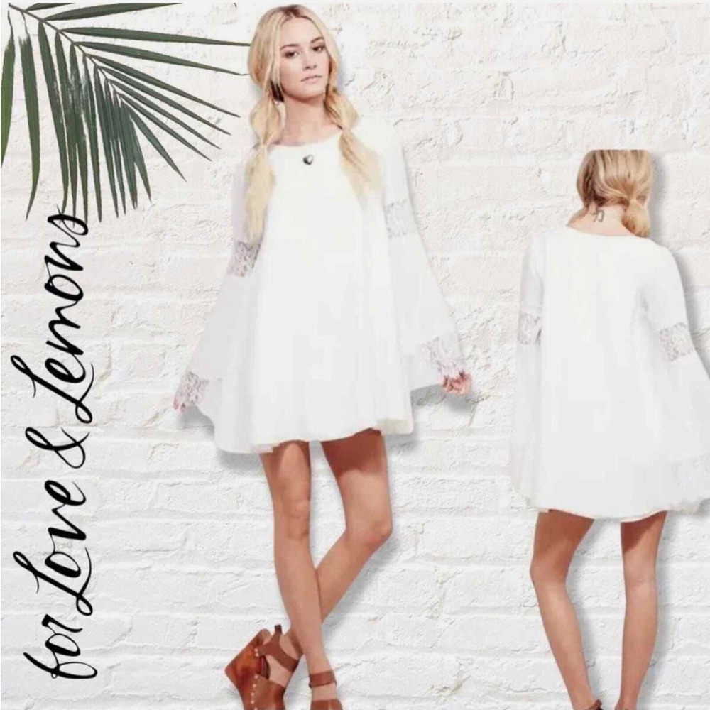 For Love & Lemons Le’veon Mini White Shift Dress